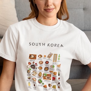 Nourriture de Corée du Sud | T-shirt unisexe haut de gamme | ras du cou | Cuisine | Voyage | Coréen | Cuisine | Europe