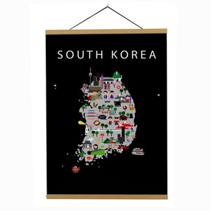 Poster von Südkorea | Papier | Lehrreich | 50 x 70 cm | Kinder | Weltkarte | Kinderzimmer | Reise | Spielzimmer Wanddeko | -