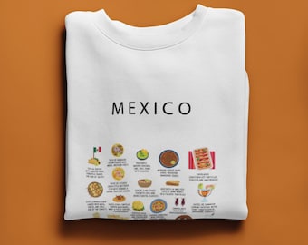 Mexican Food Sweater – Tacos, Tamales & Churros, Cozy Mexico Food Sweatshirt