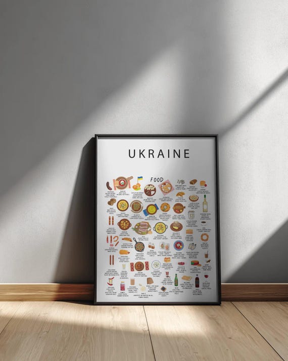 Ukraine Food Poster | Ukrainian Cuisine Wall Art | Slavic Kitchen Décor