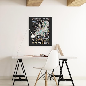 Poster pour enfants Pays-Bas | Papier | Éducatif | Carte du monde | Voyage | Décoration murale |