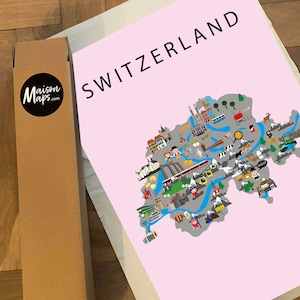 Affiche de la Suisse | | papier | éducatifs 50 x 70 cm | | pour enfants Carte du monde | Chambre de bébé | | de voyage Décoration murale de la salle de jeux | zurich | Bern