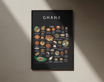 Ghana Food Art Print: Illustrated African Cuisine Poster