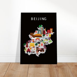Poster di Pechino/Carta/Educativo/50 x 70 cm/Bambini/Mappa del mondo/Cameretta/Viaggio/Decorazione da parete per sala giochi