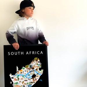 南アフリカのポスター | 紙 | 教育 | 50 x 70 cm | 子供用 | 世界地図 | 保育室 | 旅行 | プレイルームの壁装飾
