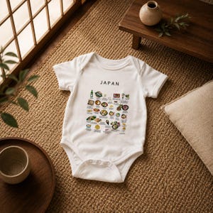 Japan Organic Cotton Baby Onesie – Little Sushi Boss Bodysuit – Japanese Food Baby Outfit
