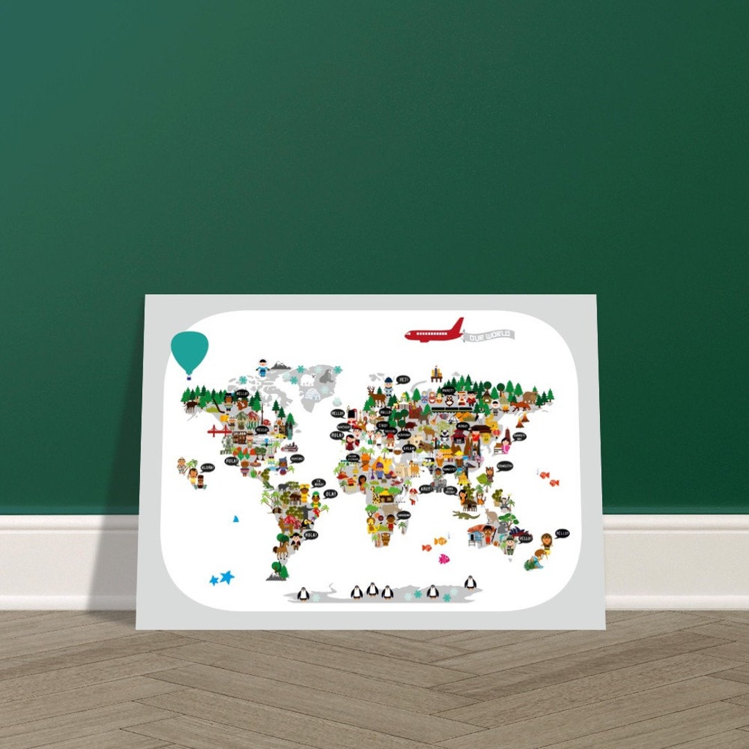 World Map Poster: Educational Kids Wall Decor - Etsy