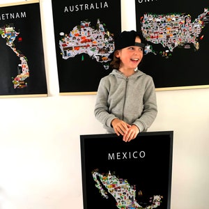 Affiche du Mexique | | papier | éducatifs 50 x 70 cm | | pour enfants Carte du monde | Chambre de bébé | | de voyage Décoration murale de la salle de jeux | Yucatan