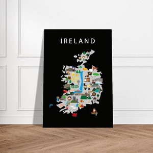 Poster représentant l'Irlande | Papier | Éducatif | Enfants | Carte du monde | Chambre d'enfant | Décoration murale salle de jeux |