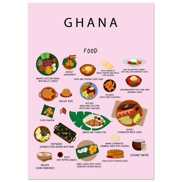 Poster of Ghana Food pink  | Wall decor | Africa | Cuisine