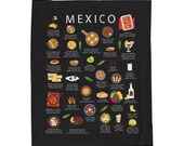 Mexican Food Blanket: Tacos, Pozole, Velveteen Plush Throw