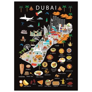 Poster pour enfants de Dubaï - Carte éducative colorée pour une décoration de chambre d'enfant | Décoration murale Aventure arabe amusante par Maison Maps