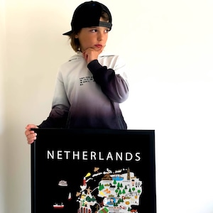 Affiche de l'| néerlandaise | papier | éducatifs 50 x 70 cm | | pour enfants Carte du monde | Chambre de bébé | | de voyage | murale Hollande | Amsterdam