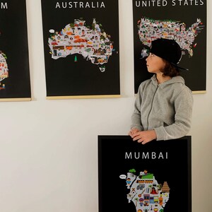 Poster di Mumbai/Carta/Educativo/50 x 70 cm/Bambini/Mappa del mondo/Stanza dei bambini/Viaggi/Decorazioni murali per sala giochi/India