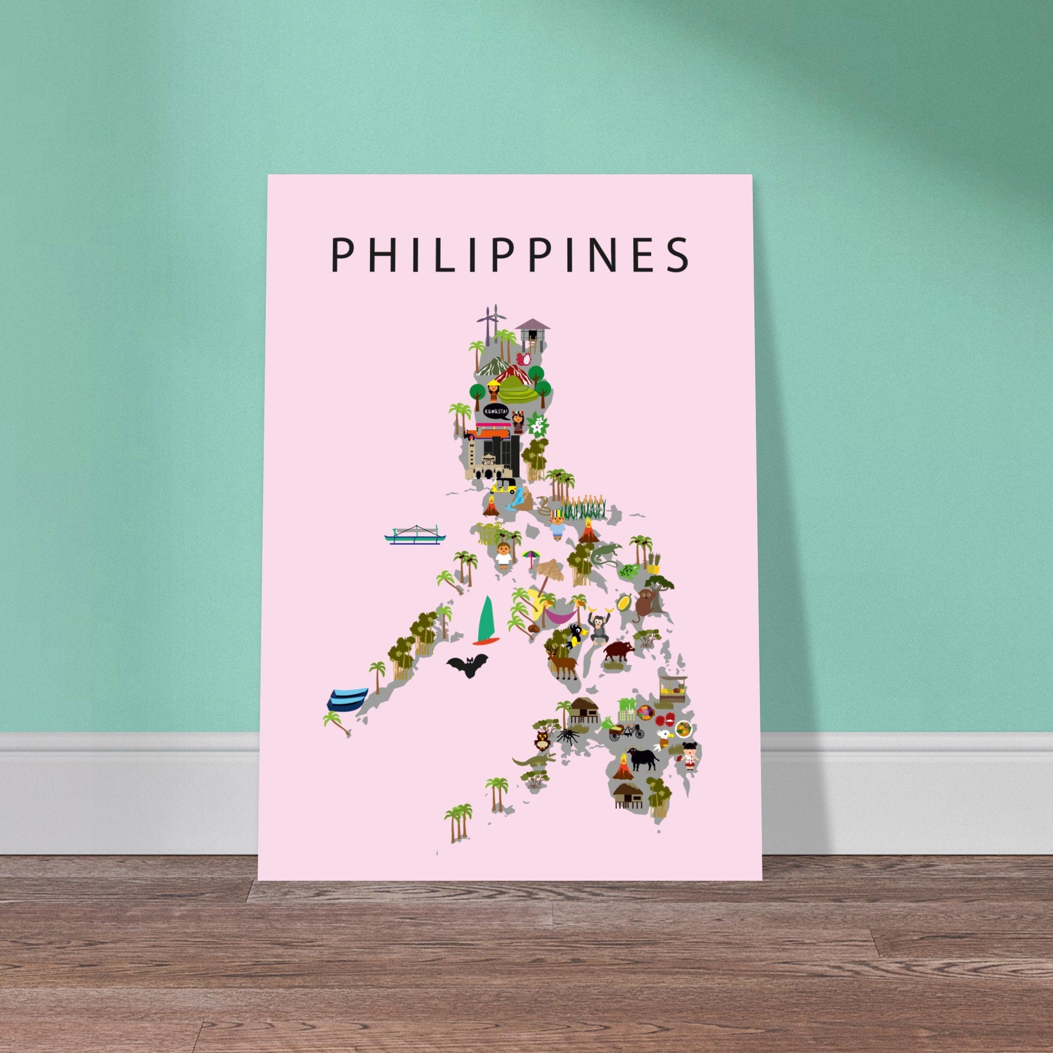 Poster of Philippines Pink | Paper | Kids | Playroom wall decor