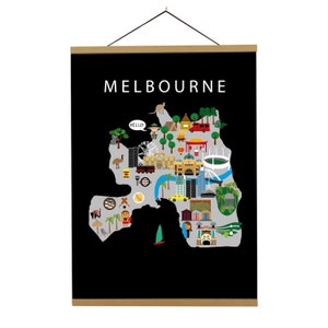 Affiche de Melbourne | | papier | éducatifs 50 x 70 cm | | pour enfants Carte du monde | Chambre de bébé | | de voyage Décoration murale de la salle de jeux | Australie