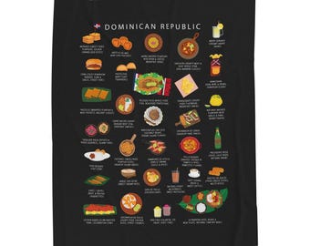 Dominican Food Blanket | Dominican Cuisine Throw | Mangú Kitchen Decor