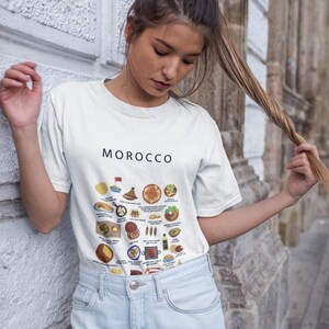 Cuisine marocaine | T-shirt unisexe haut de gamme | ras du cou | Voyage | Marocain | Gastronomie