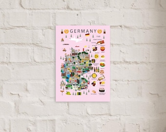 Kids Poster Germany Pink | Paper | Educational | World map | Travel | Wall decor