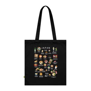 Japan Food Tote Bag | Ramen Sushi Takoyaki Okonomiyaki | Japanese Kitchen Gift