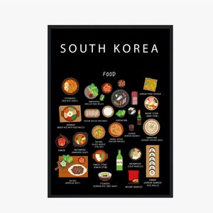 Südkorea Food Digital Schwarz |  Küche | Wanddekor | Küche | Herunterladen | PNG | PDF-Datei