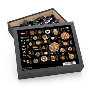 Casse-tête culinaire grec | Baklava gyroscopique Moussaka et plus | 120 252 500 pièces de puzzle de cuisine grecque pour les amateurs de cuisine