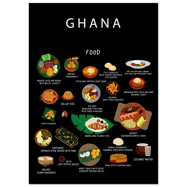 Poster van Ghana Voedsel | Wanddecoratie | Afrika | Keuken