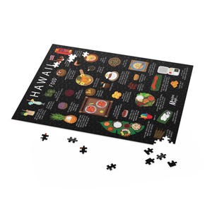 Hawaii Food Puzzle | Poke Plate Lunch Malasadas and More | 120 252 500 Piece Hawaiian Cuisine Jigsaw Gift for Food Lovers