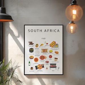 South Africa Food Digital White |  Kitchen | Wall decor | Cuisine | Download | PNG | PDF