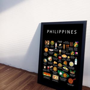 Póster de comida filipina / Arte mural de cocina filipina / Decoración de cocina / Impresión artística de comida filipina / Regalo para amantes de la comida y expatriados