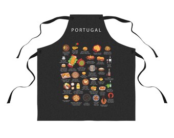 Portugal Food Apron | Portuguese Cuisine Bacalhau Francesinha Sardines Cooking Gift
