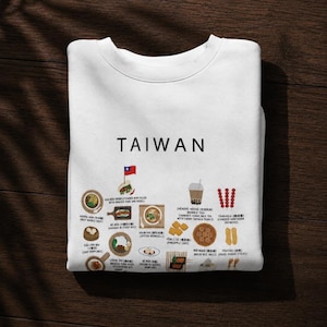 Suéter de comida taiwanesa: té de burbujas, sopa de fideos con carne y gua bao, sudadera acogedora de comida taiwanesa