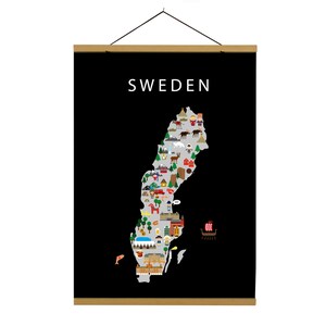 Affiche de la Suède | Papier | Éducatif | 50 x 70 cm | Enfants | Carte du monde | Chambre d'enfant | Voyage | Décoration murale salle de jeux | Stockholm