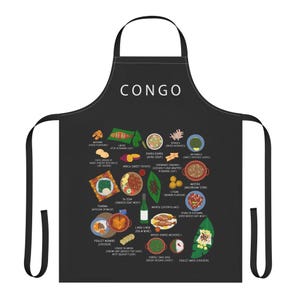 Delantal de cocina congoleño - Auténtico delantal de cocina de fufu y saka-saka de Moambe / Regalo de cocina tradicional congoleña / Maison Maps