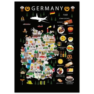 Poster per bambini Germania / Carta / Educativo / Mappa del mondo / Viaggio / Decorazione murale
