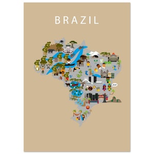Poster di Brazil Beige / Carta / Bambini / Decorazione da parete per la sala giochi