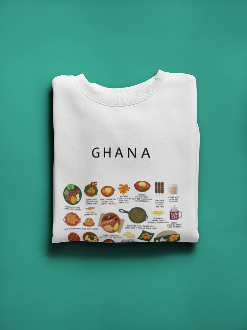 Ghanaian Food Sweatshirt: Jollof Rice, Fufu & Kelewele Design - Etsy