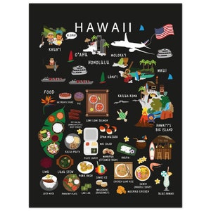 Poster per bambini Hawaii / Carta / Educativo / Mappa del mondo / Viaggio / Decorazione murale