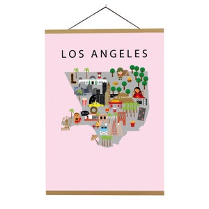 Affiche de Los Angeles | | papier | éducatifs 50 x 70 cm | | pour enfants Carte du monde | Chambre de bébé | | de voyage Décoration murale de salle de jeux