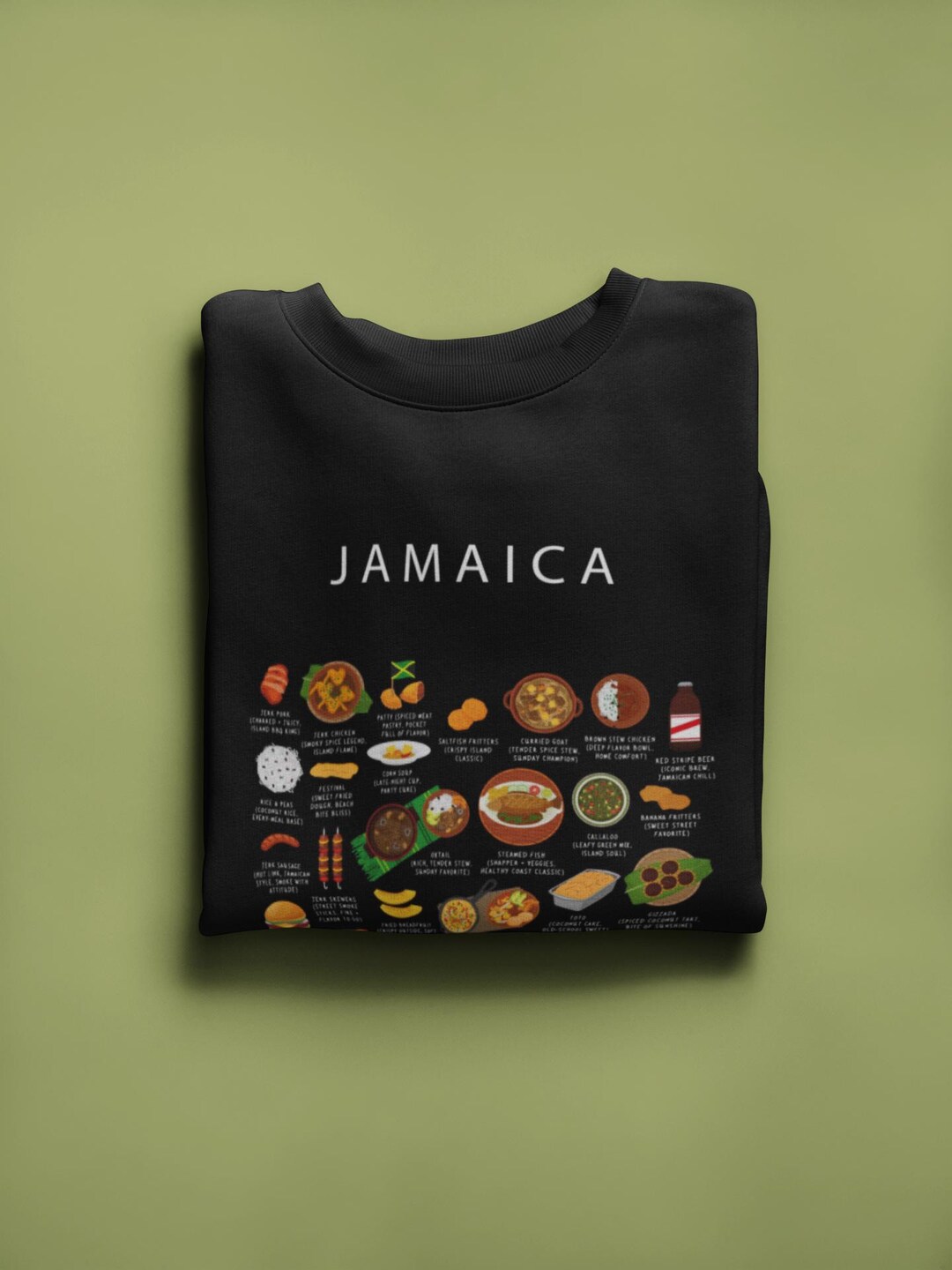 Jamaica Food Sweater – Jerk Chicken, Curry Goat & Patties, Cozy ...