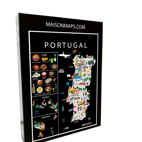 Puzzle du Portugal | 1000 pièces | Famille | Puzzle | Adultes | Enfants | Alimentation | Amusant | Voyage | 48 x 68 cm