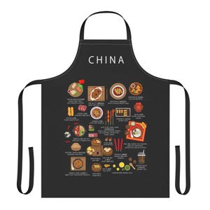 Koch Schürze, Maison Maps Küchen Accessoire, Koch Geschenk, Foodie Schürze, Koch Schürze, Geschenk für Chinesische Köchin, Kulinarische Kunst Schürze