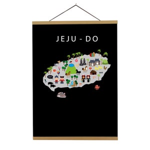 Poster von Jeju-Do Island | Papier | Pädagogische | 50 x 70 cm | Kinder | Weltkarte | Kinderzimmer | Reise | Spielzimmer Wanddeko | Südkorea