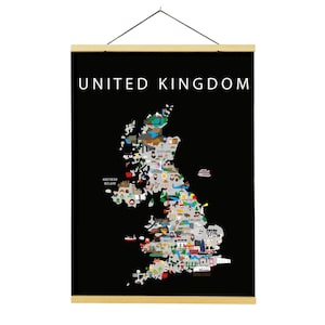 Poster del Regno Unito / Carta / Educativo / 50 x 70 cm / Bambini / Mappa del mondo / Stanza dell'asilo nido / Viaggi / Decorazione murale della sala giochi / Londra
