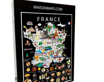 Puzzle de la France | 1000 pièces | Famille | Puzzle | Adultes | Enfants | Alimentation | Amusant | Voyage | 48 x 68 cm