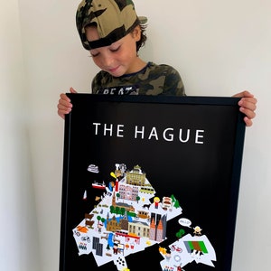 Affiche de l'| de La Haye | papier | éducatifs 50 x 70 cm | | pour enfants Carte du monde | Chambre de bébé | | de voyage | murale de la salle de jeux | de La Haye Pays-Bas