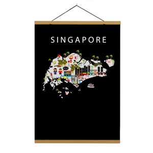 Affiche de Singapour | Papier | Éducatif | 50 x 70 cm | Enfants | Carte du monde | Chambre d'enfant | Voyage | Décoration murale de salle de jeux