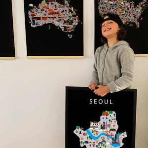 Poster von Seoul | Papier | Pädagogische | 50 x 70 cm | Kinder | Weltkarte | Kinderzimmer | Reise | Spielzimmer Wanddeko | Südkorea
