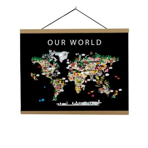 Poster von Our World Black | Kinder | Kleinkindzimmer | Wanddekor | Premium Matte Papier Poster
