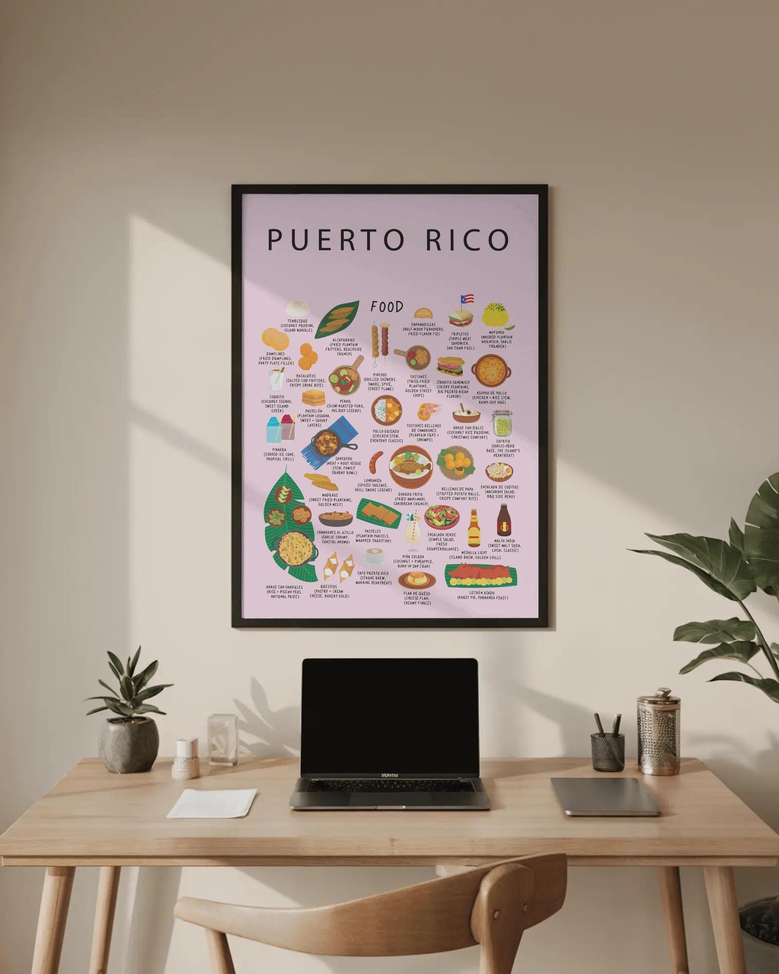 Puerto Rican Food Art Print: Caribbean Cuisine Kitchen Decor - Etsy